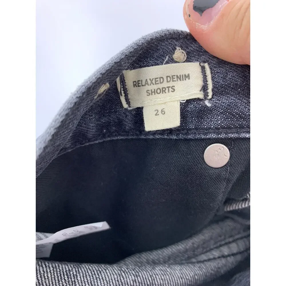 Madewell Shorts Women's Size 26 Relaxed Denim Raw Hem Calverley Wash Black